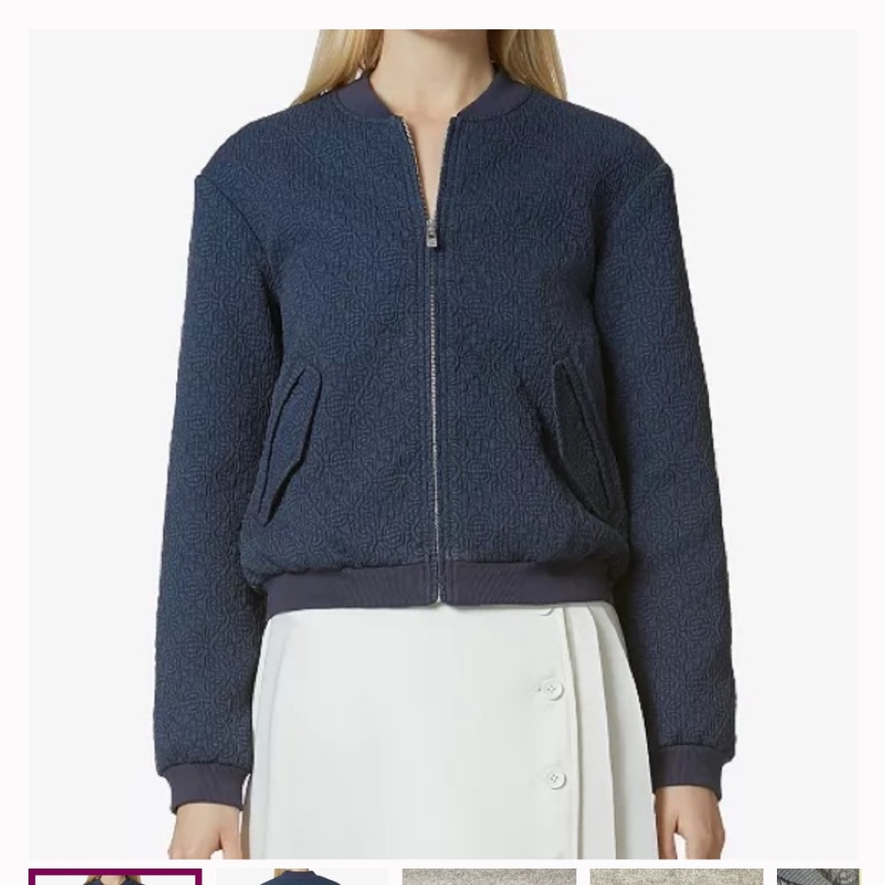 Anthropologie Avec Les Filles Jacket Womens Size S  Blue Bomber Quilted